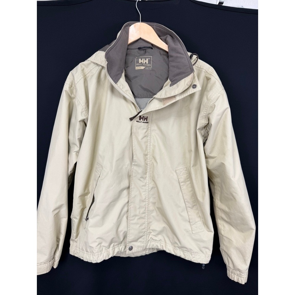 Helly Hansen Womens XS Beige Packable Hood Waterproof Shell Rain Jacket Coat